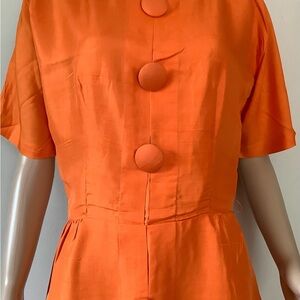 Vintage 1960s Orange Button Detail Dress Size Small